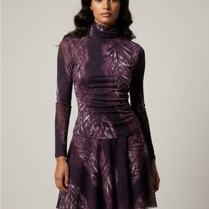 Fuzzi Chic Long Sleeve Feather Print Dress